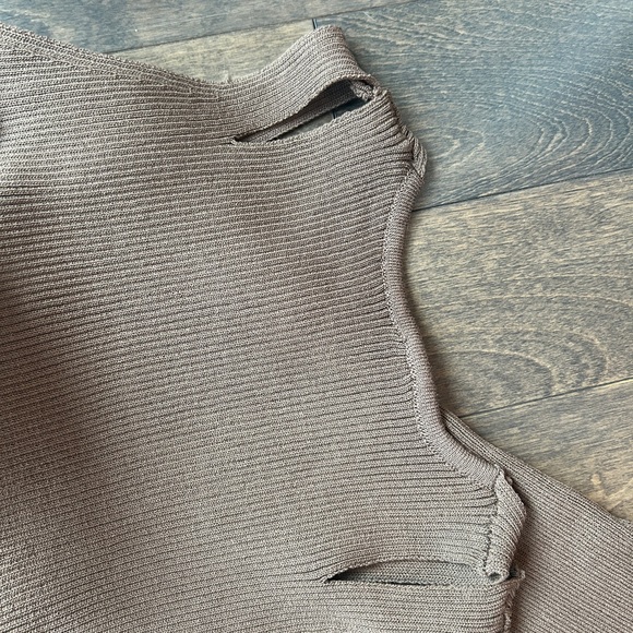 Nude Bodycon Ribbed Sweater Dress - Picture 5 of 7